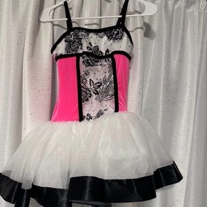 Weissman Pink and Black Floral Dance Costume